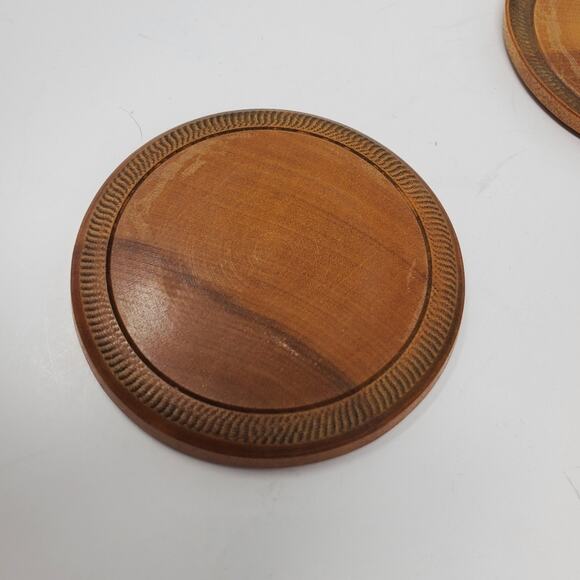 Vintage Hand Carved Miyajima Satsuma Japan Round  Tea Coasters  Set of 6 - Picture 5 of 8